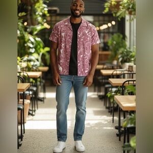 Brioni Shirt Men’s XL Saks Mod Floral Aloha Beach Hawaiian Italy Red